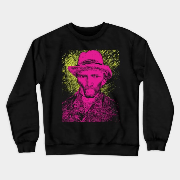 Vincent van Gogh with Hat Self Portrait Pop Art Crewneck Sweatshirt by PelagiosCorner